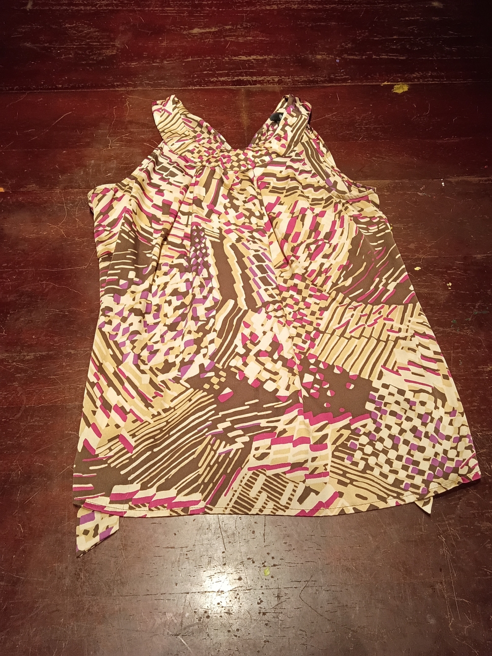 a.n.a Abstract Pattern Sleeveless Top — Pink, Brown, Cream